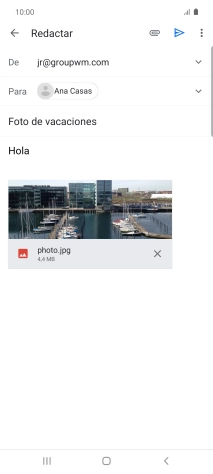 Pulsa el icono de envío cuando termines de escribir el correo electrónico. Pulsa el icono de envío cuando termines de escribir el correo electrónico.