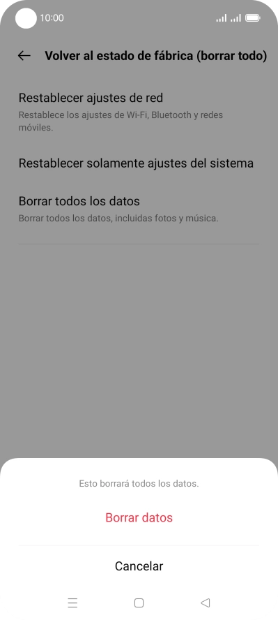Pulsa Borrar datos. Pulsa Borrar datos.