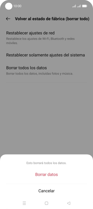 Pulsa Borrar datos. Pulsa Borrar datos.