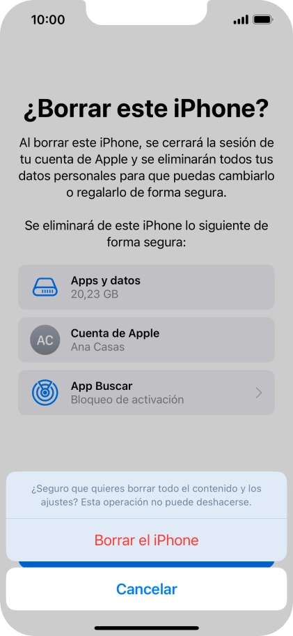 Pulsa Borrar el iPhone. Pulsa Borrar el iPhone.