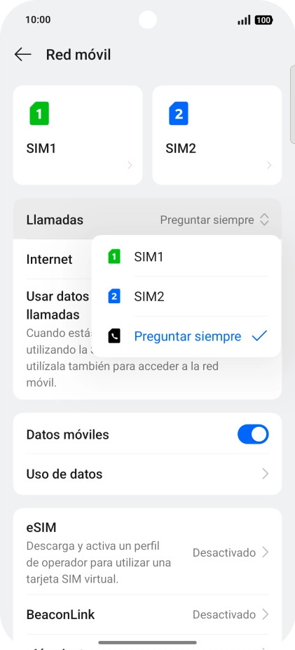 Pulsa el ajuste deseado. Pulsa el ajuste deseado.