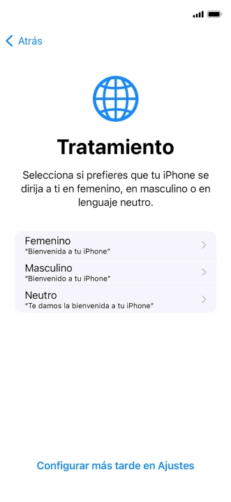 Pulsa el ajuste deseado. Pulsa el ajuste deseado.