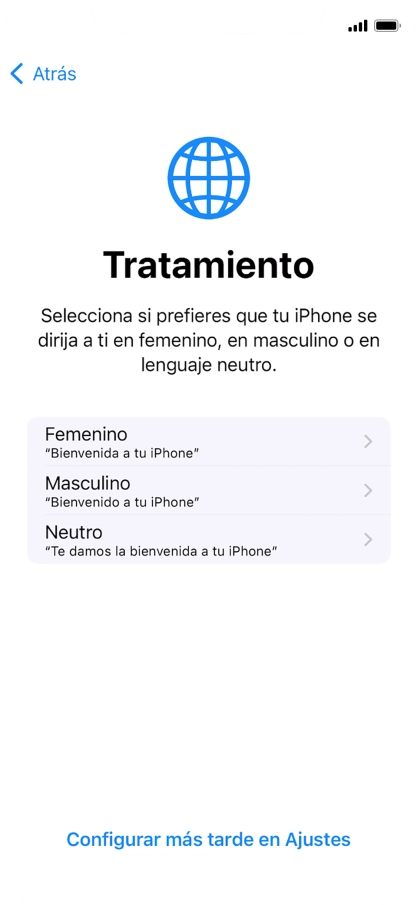 Pulsa el ajuste deseado. Pulsa el ajuste deseado.
