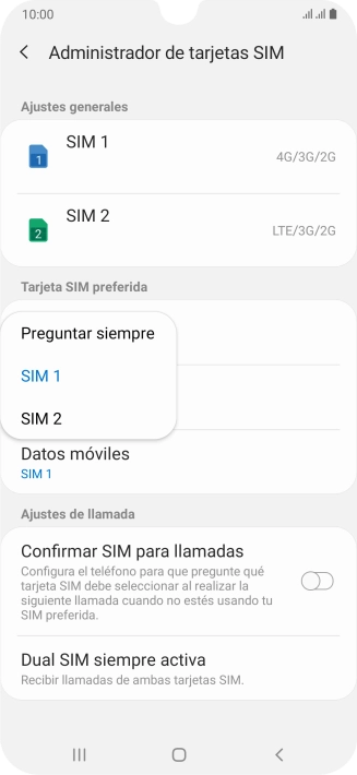 Pulsa el ajuste deseado. Pulsa el ajuste deseado.