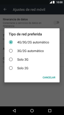 Pulsa el tipo de red deseado. Pulsa el tipo de red deseado.
