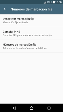 Pulsa Desactivar marcación fija para desactivar la marcación fija.