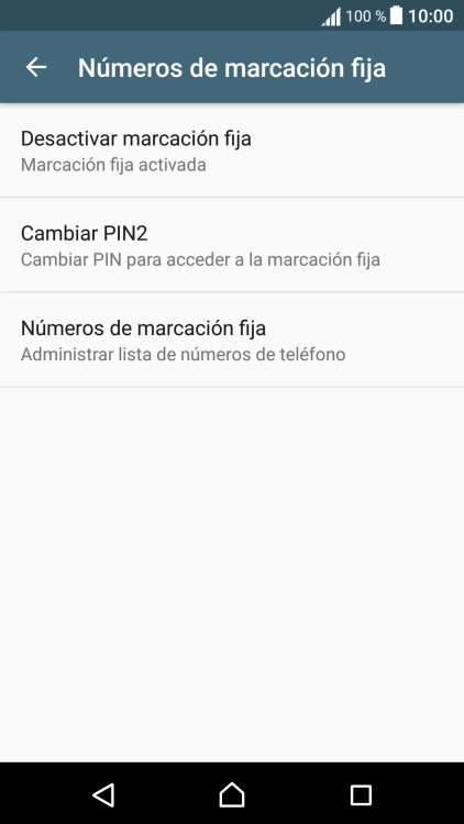 Pulsa Desactivar marcación fija para desactivar la marcación fija.