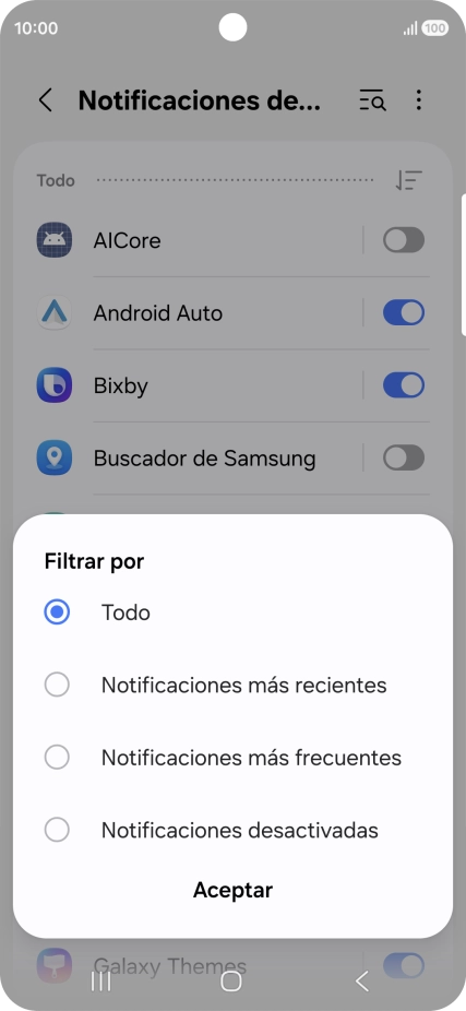Pulsa el ajuste deseado.