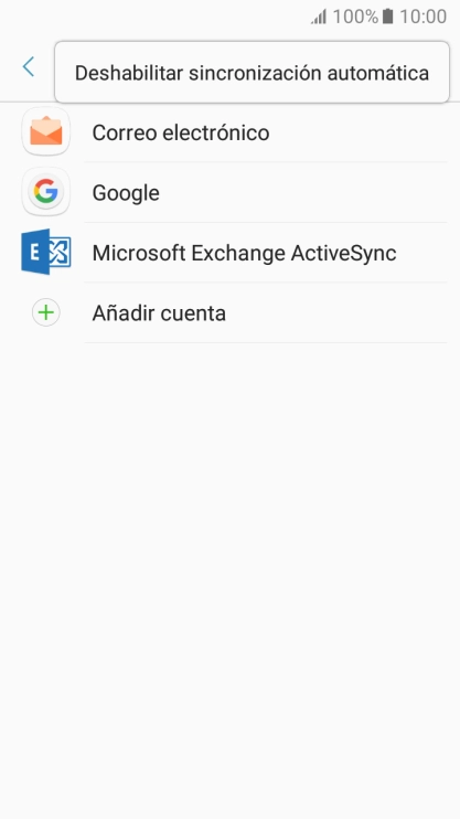 Pulsa Deshabilitar sincronización automática.