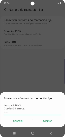 Introduce el código PIN2 y pulsa Aceptar. Introduce el código PIN2 y pulsa Aceptar.