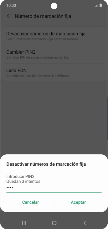 Introduce el código PIN2 y pulsa Aceptar. Introduce el código PIN2 y pulsa Aceptar.
