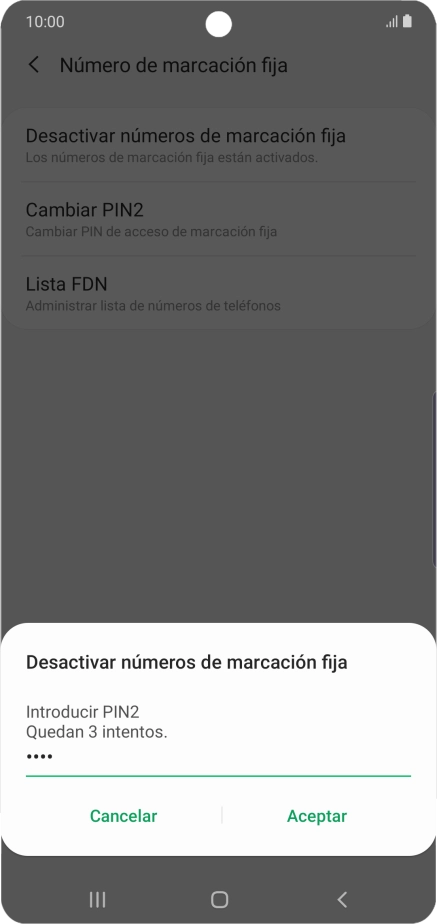 Introduce el código PIN2 y pulsa Aceptar. Introduce el código PIN2 y pulsa Aceptar.