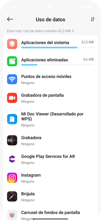 El consumo total de datos del período seleccionado aparece ahora en la pantalla. El consumo total de datos del período seleccionado aparece ahora en la pantalla.