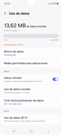 El consumo total de datos se visualiza ahora en la pantalla. El consumo total de datos se visualiza ahora en la pantalla.