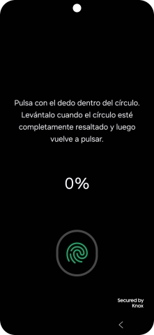 Sigue las indicaciones de la pantalla para crear una huella digital como código de seguridad. Sigue las indicaciones de la pantalla para crear una huella digital como código de seguridad.