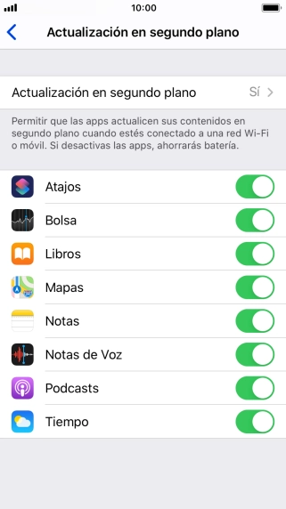 Pulsa Actualización en segundo plano. Pulsa Actualización en segundo plano.