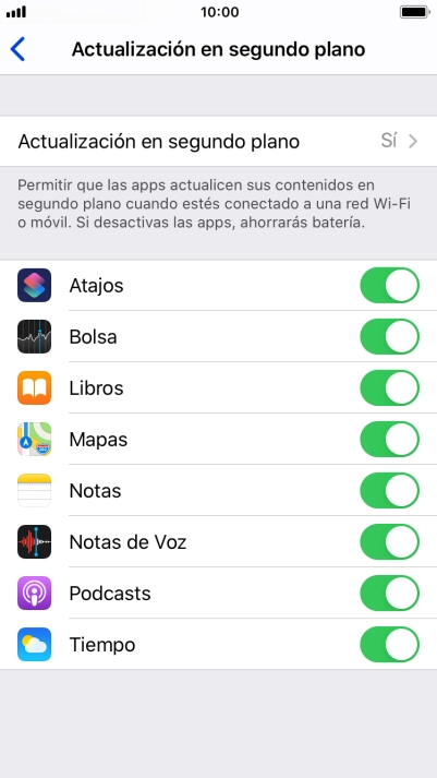 Pulsa Actualización en segundo plano. Pulsa Actualización en segundo plano.