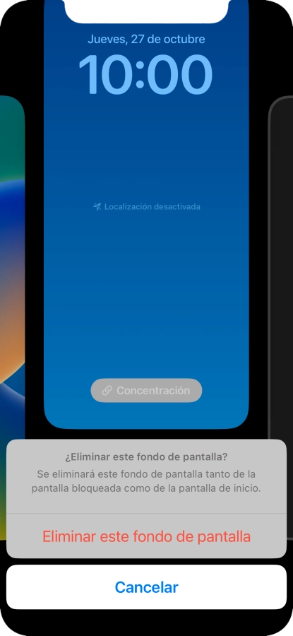 Pulsa Eliminar este fondo de pantalla. Pulsa Eliminar este fondo de pantalla.