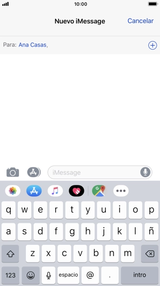 Si el destinatario puede recibir iMessages, aparecerá el texto iMessage en el campo de escritura. Si el destinatario puede recibir iMessages, aparecerá el texto iMessage en el campo de escritura.