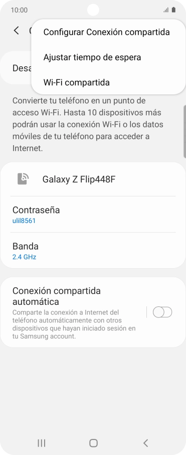 Pulsa Configurar Conexión compartida.