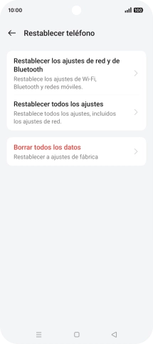 Pulsa Borrar todos los datos.