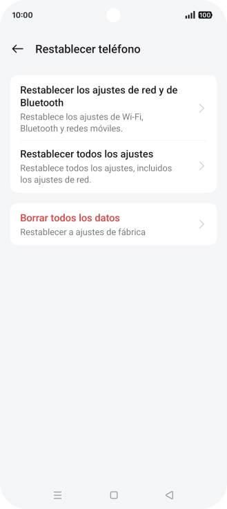 Pulsa Borrar todos los datos.