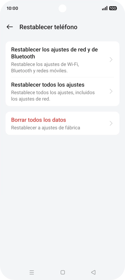 Pulsa Borrar todos los datos.