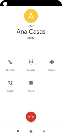 Pulsa el icono de finalizar llamada. Pulsa el icono de finalizar llamada.