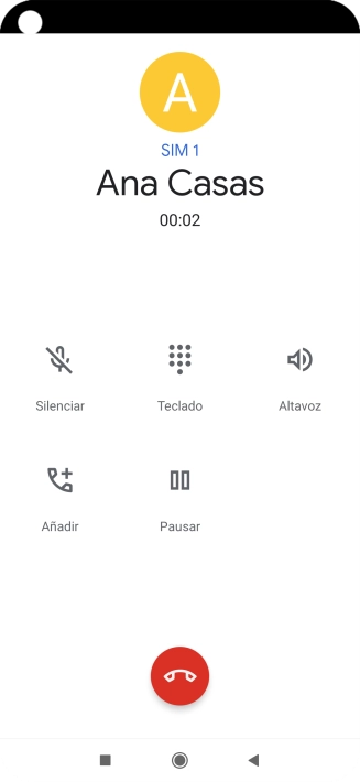 Pulsa el icono de finalizar llamada. Pulsa el icono de finalizar llamada.