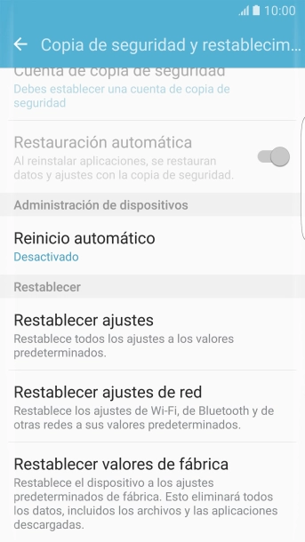 Pulsa Restablecer valores de fábrica. Pulsa Restablecer valores de fábrica.