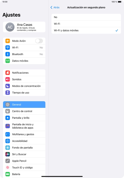 Para desactivar la actualización de apps en ejecución, pulsa No. Para desactivar la actualización de apps en ejecución, pulsa No.