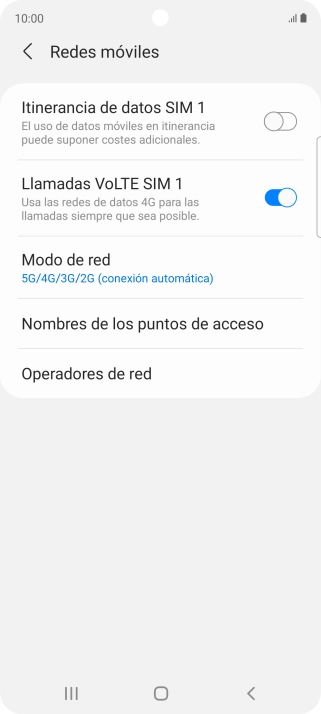 Pulsa Modo de red.