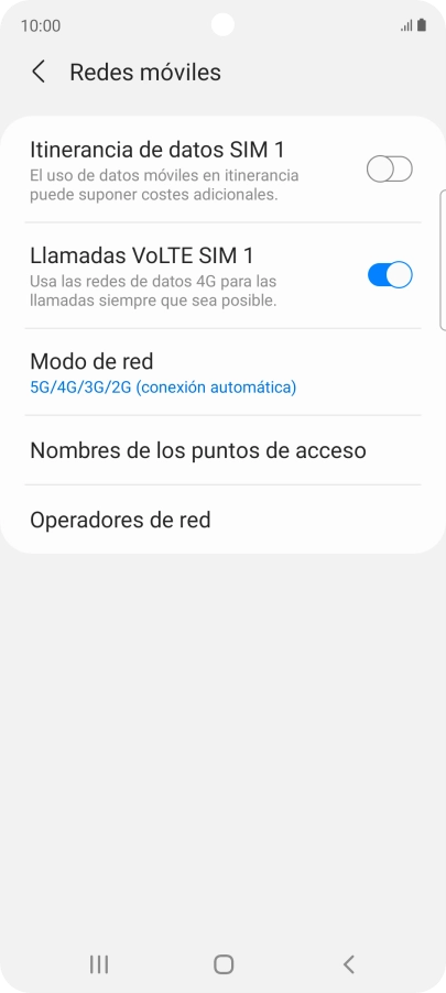 Pulsa Modo de red.