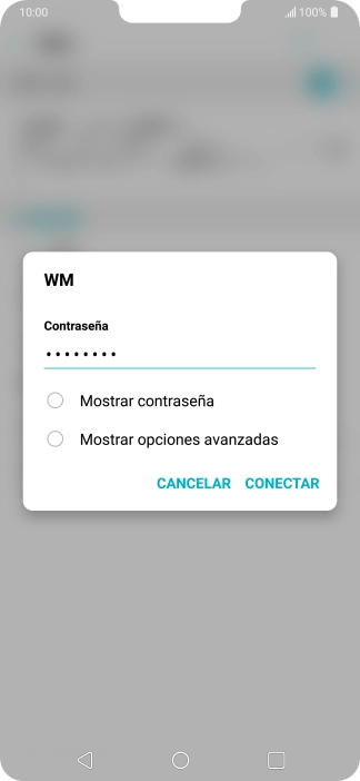 Introduce la contraseña de la red wifi y pulsa CONECTAR.