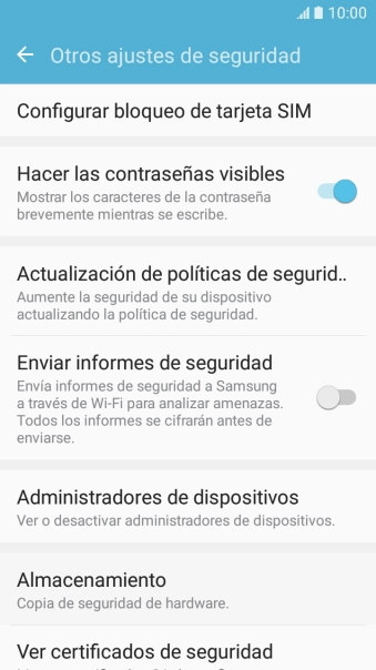 Pulsa Configurar bloqueo de tarjeta SIM. Pulsa Configurar bloqueo de tarjeta SIM.