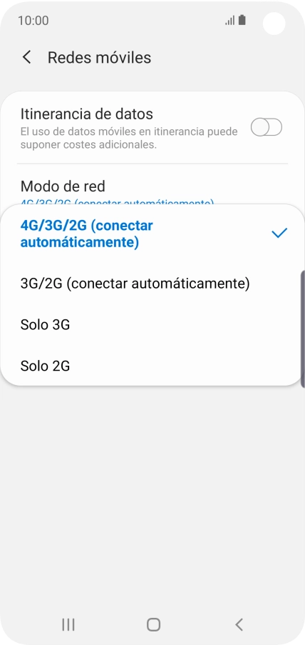 Pulsa el tipo de red deseado. Pulsa el tipo de red deseado.