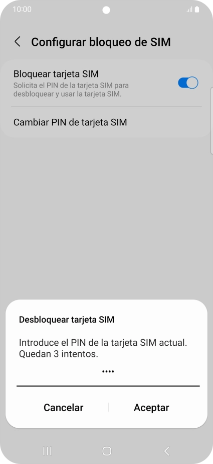Introduce tu código PIN y pulsa Aceptar. Introduce tu código PIN y pulsa Aceptar.