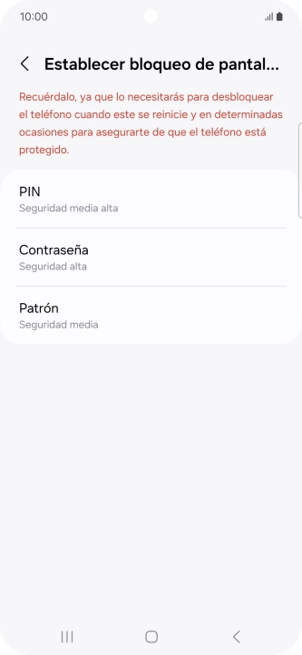 Pulsa el código de seguridad deseado y sigue las indicaciones de la pantalla para crear un código de seguridad del teléfono adicional. Pulsa el código de seguridad deseado y sigue las indicaciones de la pantalla para crear un código de seguridad del teléfono adicional.