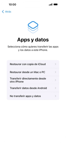 Pulsa No transferir apps y datos y sigue las indicaciones de la pantalla para finalizar la activación del teléfono. Pulsa No transferir apps y datos y sigue las indicaciones de la pantalla para finalizar la activación del teléfono.