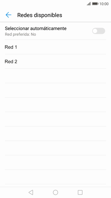 Si quieres seleccionar la red de forma automática, pulsa el indicador para activar la función.