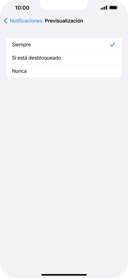 Para seleccionar la vista previa de las notificaciones en la pantalla de bloqueo, pulsa Siempre. Para seleccionar la vista previa de las notificaciones en la pantalla de bloqueo, pulsa Siempre.