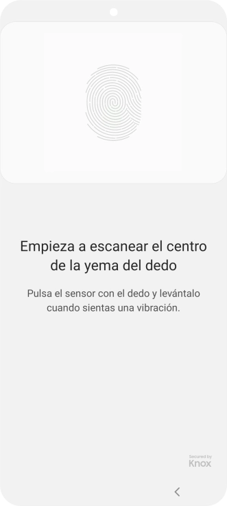 Sigue las indicaciones de la pantalla para crear una huella digital como código de seguridad.