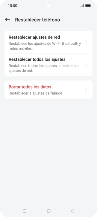 Pulsa Restablecer ajustes de red. Pulsa Restablecer ajustes de red.