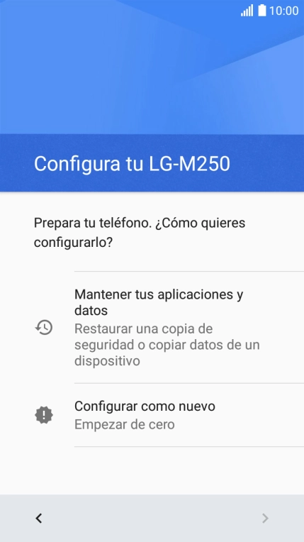 Puedes transferir el contenido de otro teléfono cuando activas tu teléfono por primera vez y cuando lo has restablecido. Cuando aparezca en la pantalla del teléfono esta imagen, ya está listo para la transmisión del contenido del otro teléfono.