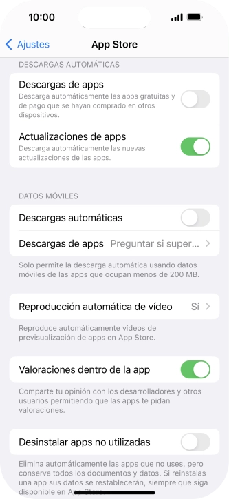 Pulsa el indicador junto a los tipos de contenido deseados para activar o desactivar la función.