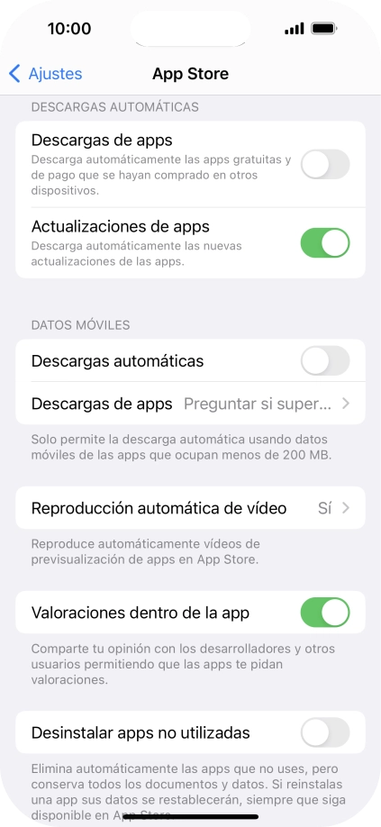 Pulsa el indicador junto a los tipos de contenido deseados para activar o desactivar la función.
