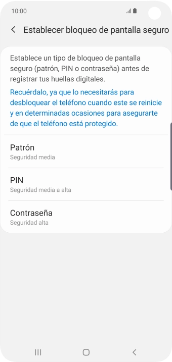 Pulsa el código de seguridad deseado y sigue las indicaciones de la pantalla para crear un código de seguridad del teléfono adicional. Pulsa el código de seguridad deseado y sigue las indicaciones de la pantalla para crear un código de seguridad del teléfono adicional.