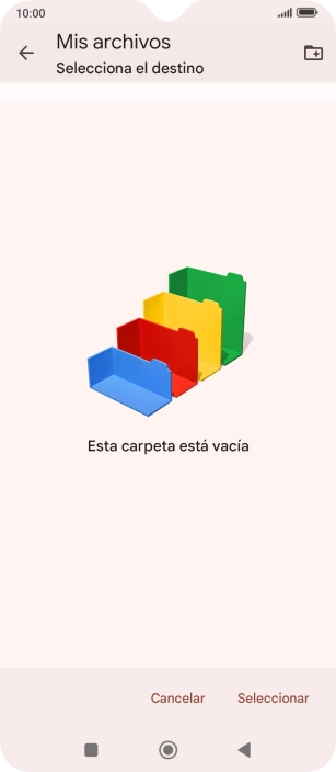 Si deseas crear una nueva carpeta, pulsa el icono de nueva carpeta y sigue las indicaciones de la pantalla para crearla. Si deseas crear una nueva carpeta, pulsa el icono de nueva carpeta y sigue las indicaciones de la pantalla para crearla.