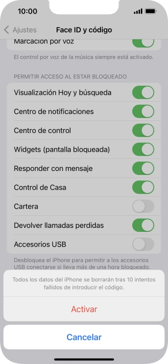 Si activas la función, pulsa Activar. Si activas la función, pulsa Activar.