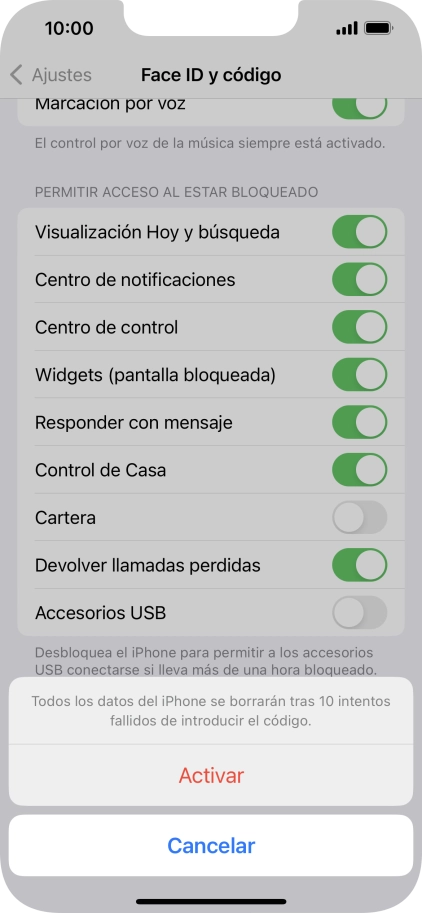 Si activas la función, pulsa Activar. Si activas la función, pulsa Activar.